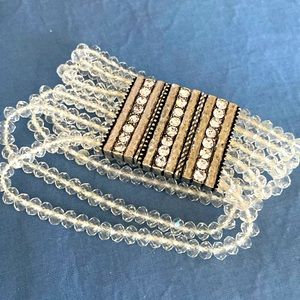 6 Strand crystal 7 inch stretch bracelet.